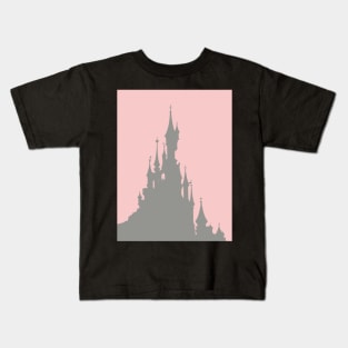 Magic Castle Silhouette Paris Millennial Pink Grey 1 Kids T-Shirt